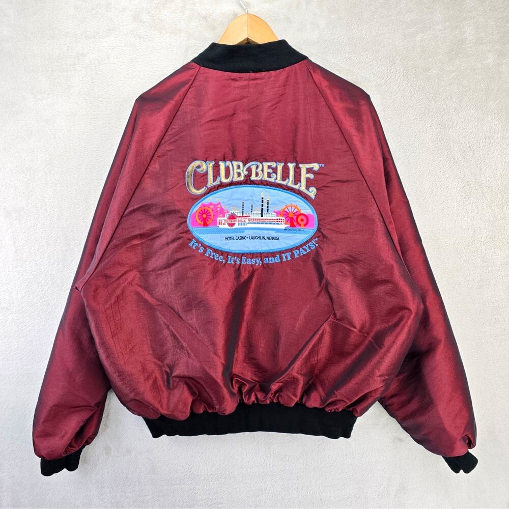 Vintage Colorado Belle Players Club Satin Jacket Mens XL Red Casino Laughlin AZ
